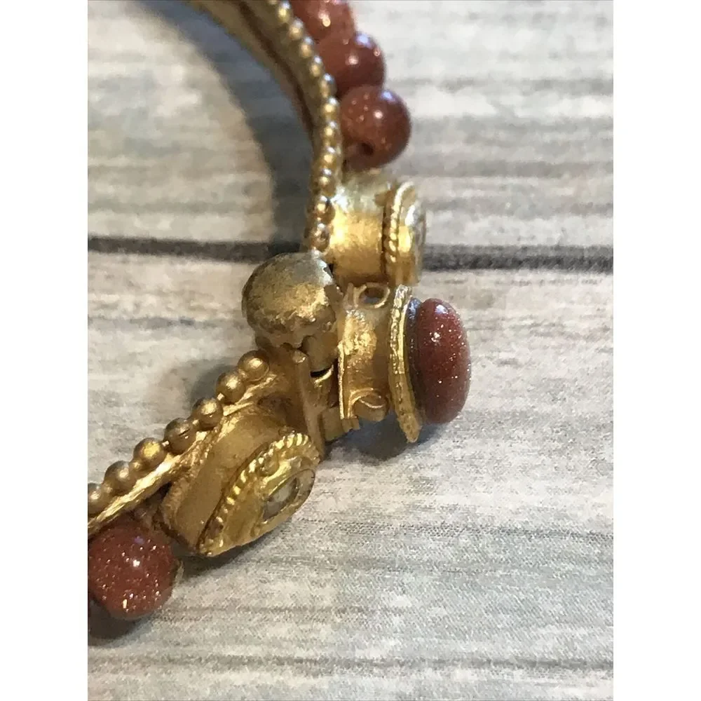 Sparkling Goldstone Necklace Earrings Bracelet Matching set‎ Beads